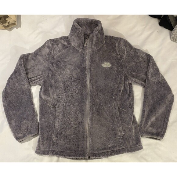 The North Face Osito 2 Full Zip Jacket Womens Medium Gray Fleece Deep Pile - Picture 2 of 10